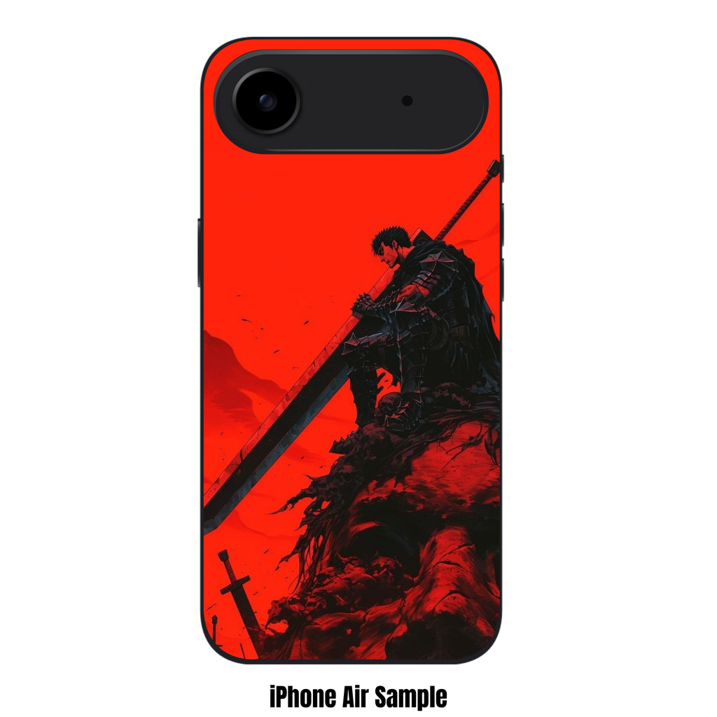 Berserk Guts Phone Case For iPhone Samsung Galaxy Pixel - Guts In Berserker Armor Resting On Dragon Slayer On Red Background