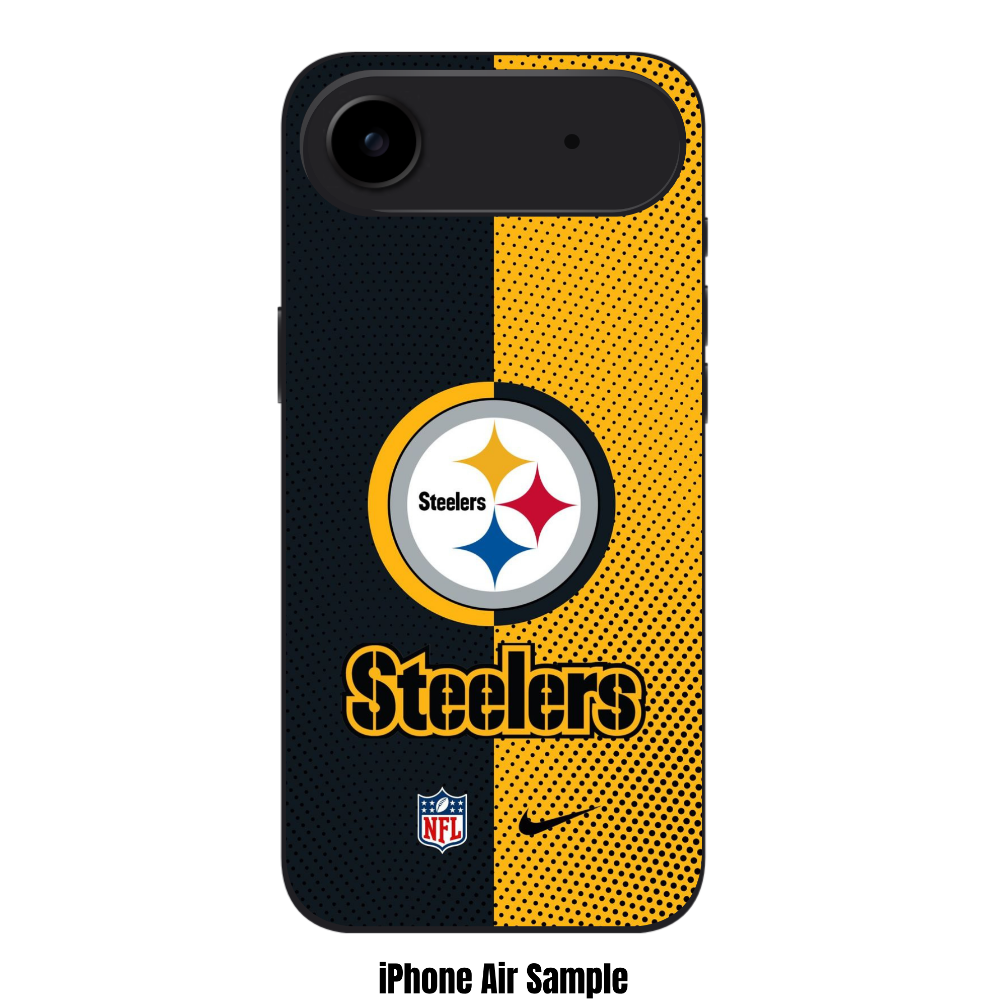 NFL Pittsburgh Steelers Phone Case For iPhone Samsung Galaxy Pixel - Pittsburgh Steelers Logo And Wordmark On Black And Yellow Mesh Background