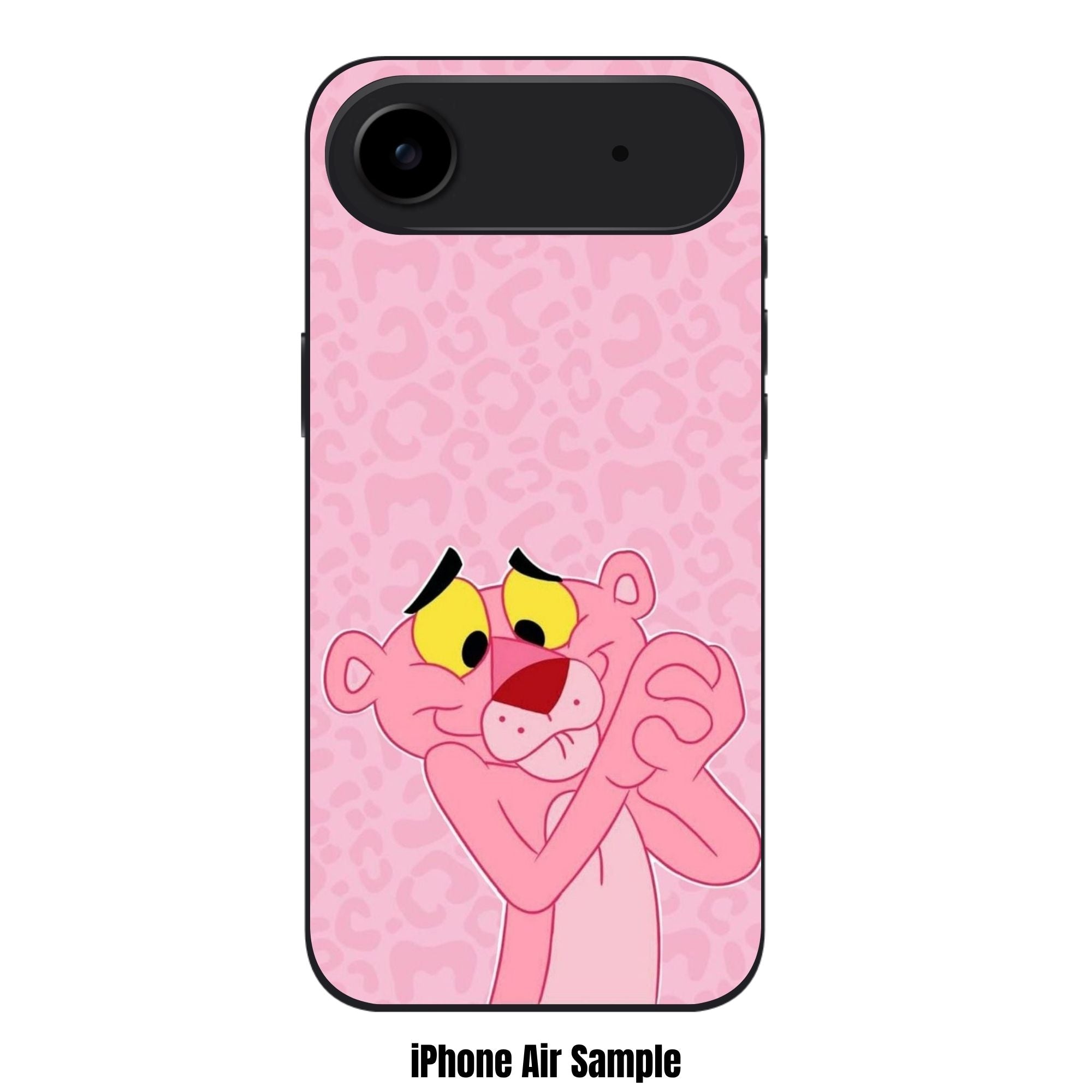 Pink Panther Phone Case For iPhone Samsung Galaxy Pixel - Pink Panther Clasping Hands In Leopard Pattern Pink Background