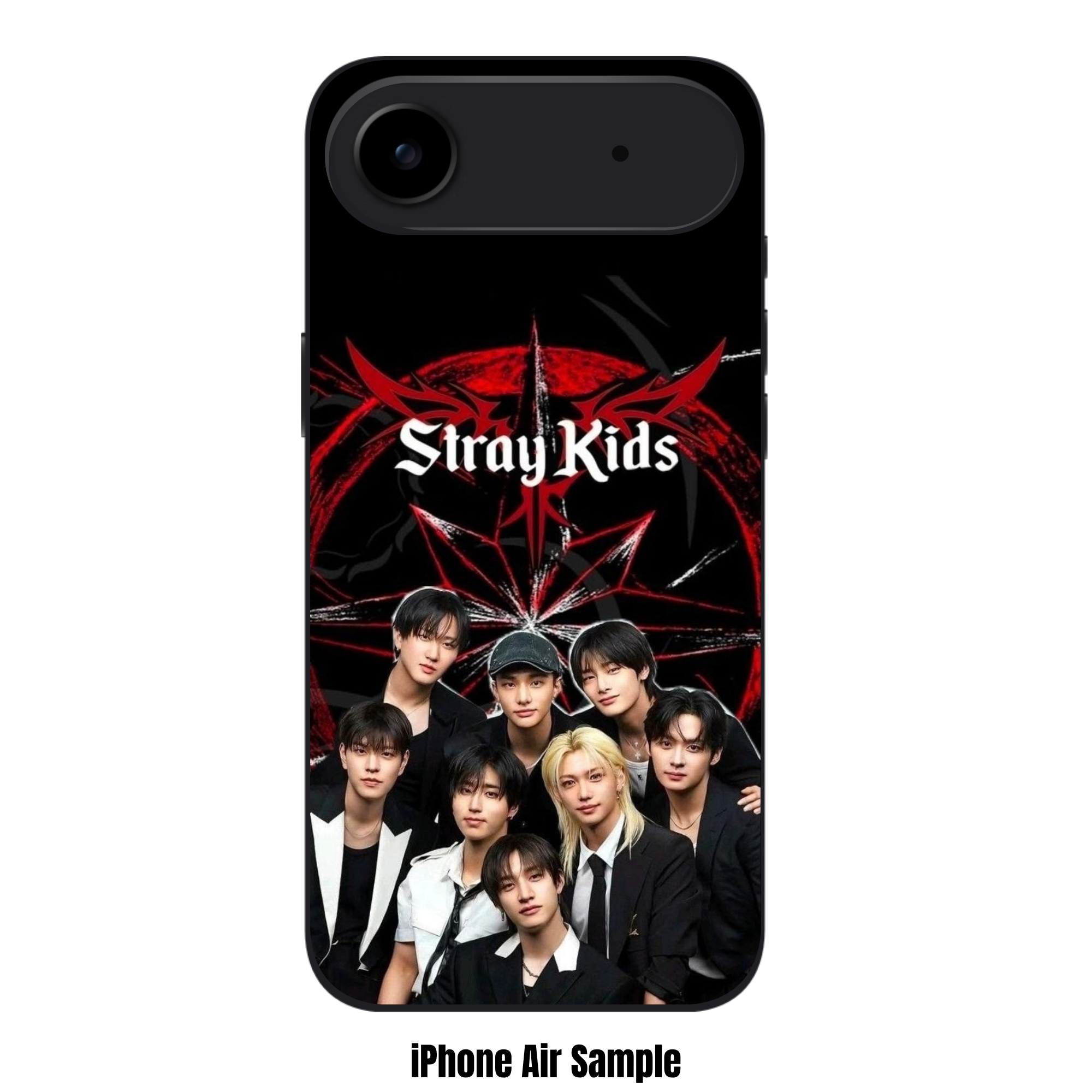 Stray Kids Phone Case For iPhone Samsung Galaxy Pixel - Stray Kids Members Group Photo With Red Star Logo On Black Background