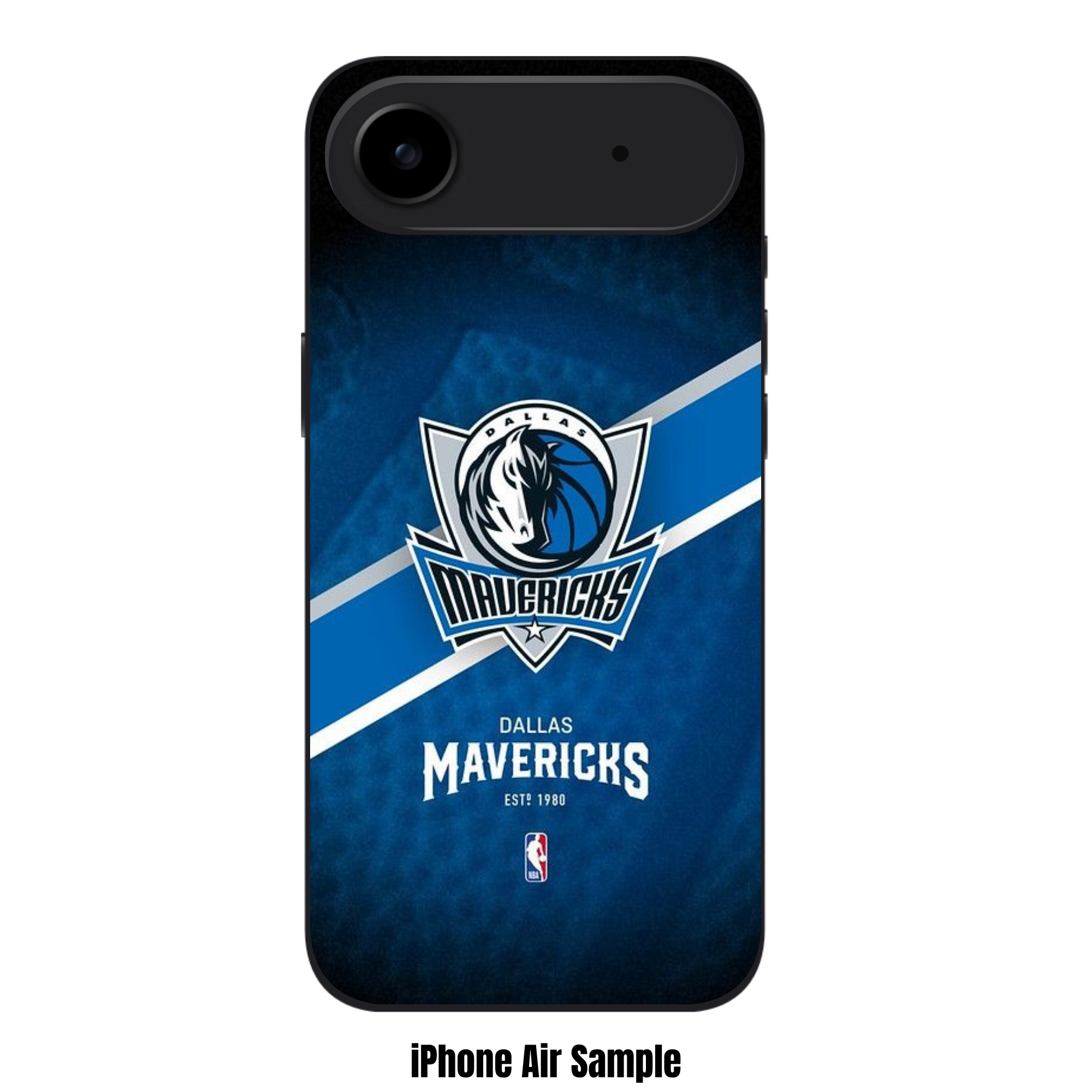 NBA Dallas Mavericks Phone Case For iPhone Samsung Galaxy Pixel - Dallas Mavericks Logo And Diagonal Stripe On Textured Blue Background