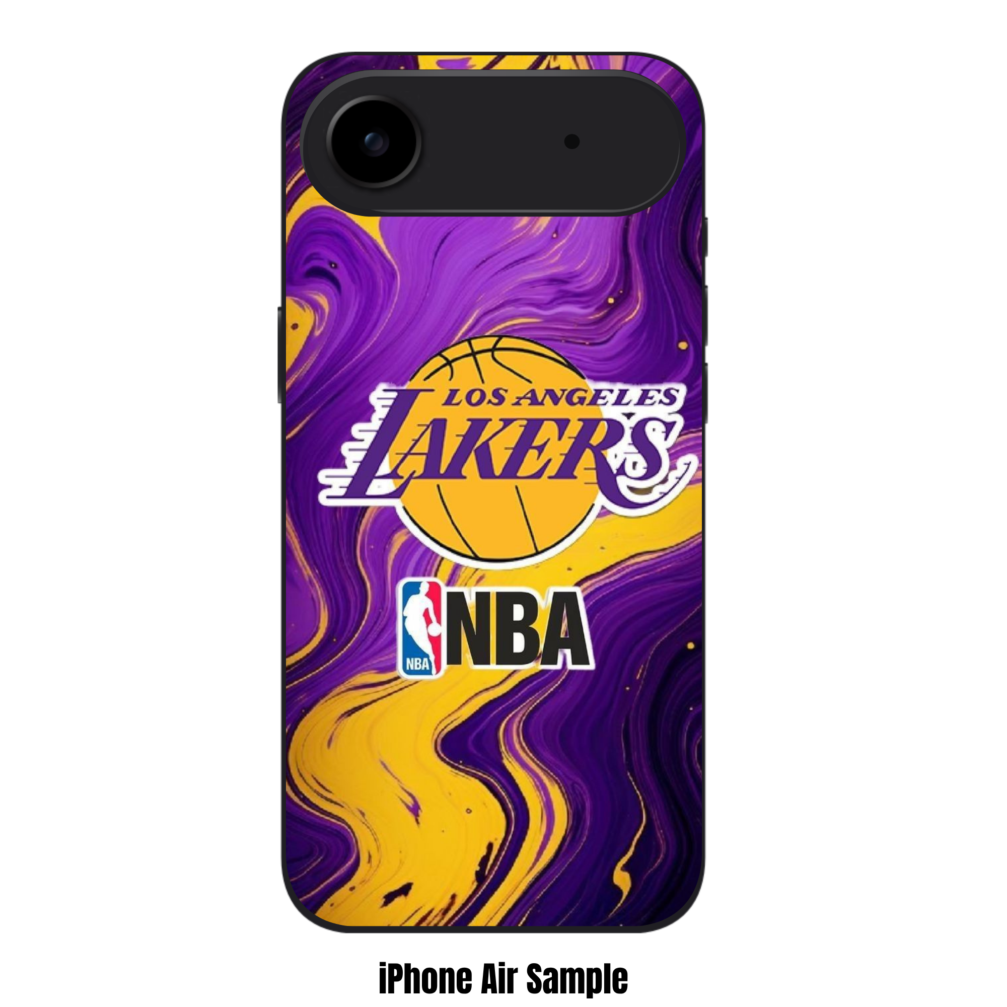 NBA Los Angeles Lakers Phone Case For iPhone Samsung Galaxy Pixel - Los Angeles Lakers And NBA Logo On Purple And Gold Marble Background