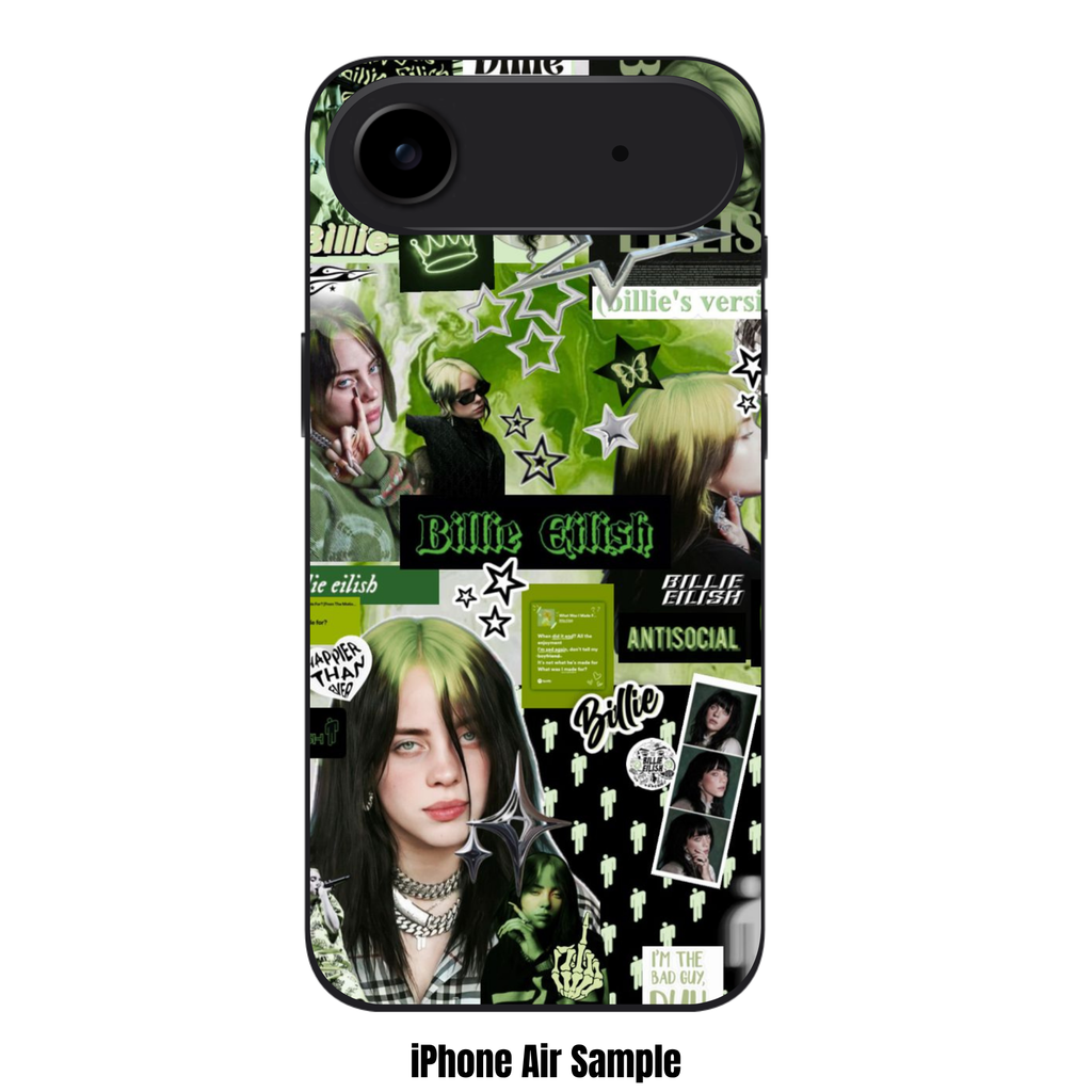 Billie Eilish Phone Case For iPhone Samsung Galaxy Pixel - Billie Eilish Mixed Photo Collage Layout On Dark Green Background