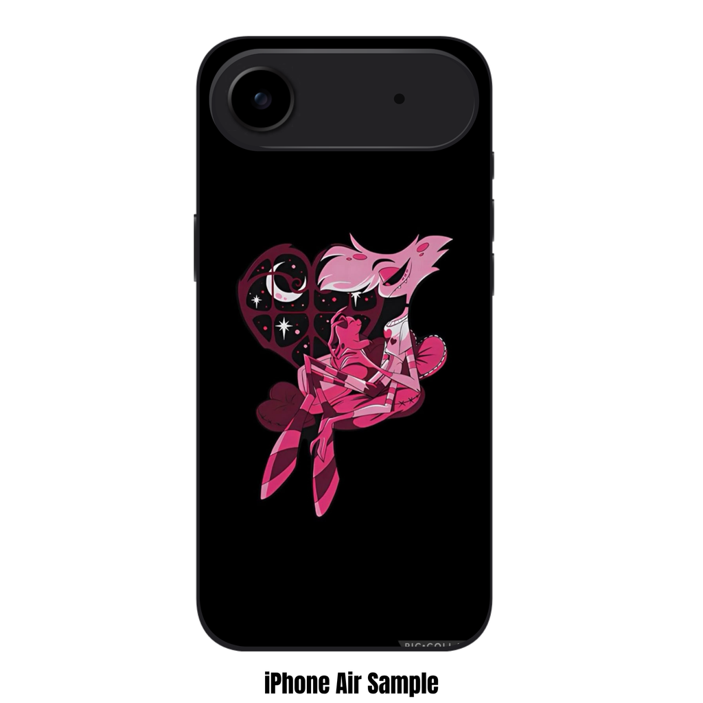 Hazbin Hotel Angel Dust Phone Case For iPhone Samsung Galaxy Pixel - Angel Dust And Fat Nuggets Illustration On Black Background