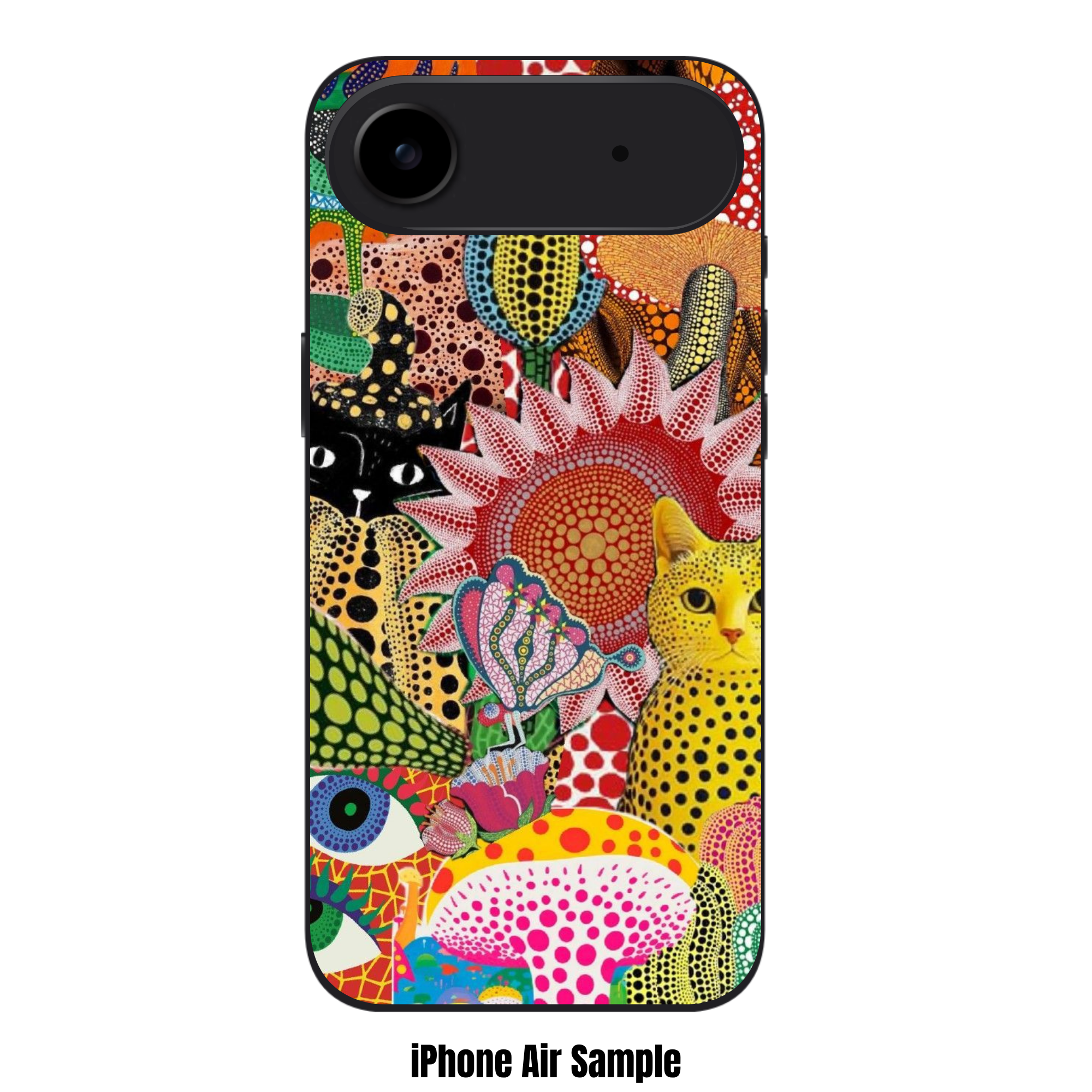 Yayoi Kusama Phone Case For iPhone Samsung Galaxy Pixel - Polka Dot Collage With Cats And Mushrooms
