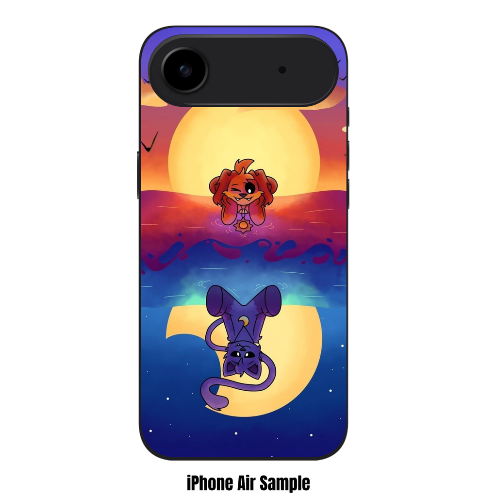 Poppy Playtime Phone Case For iPhone Samsung Galaxy Pixel - Smiling Critters DogDay And CatNap Symmetrical Reflection Sunset And Night Art