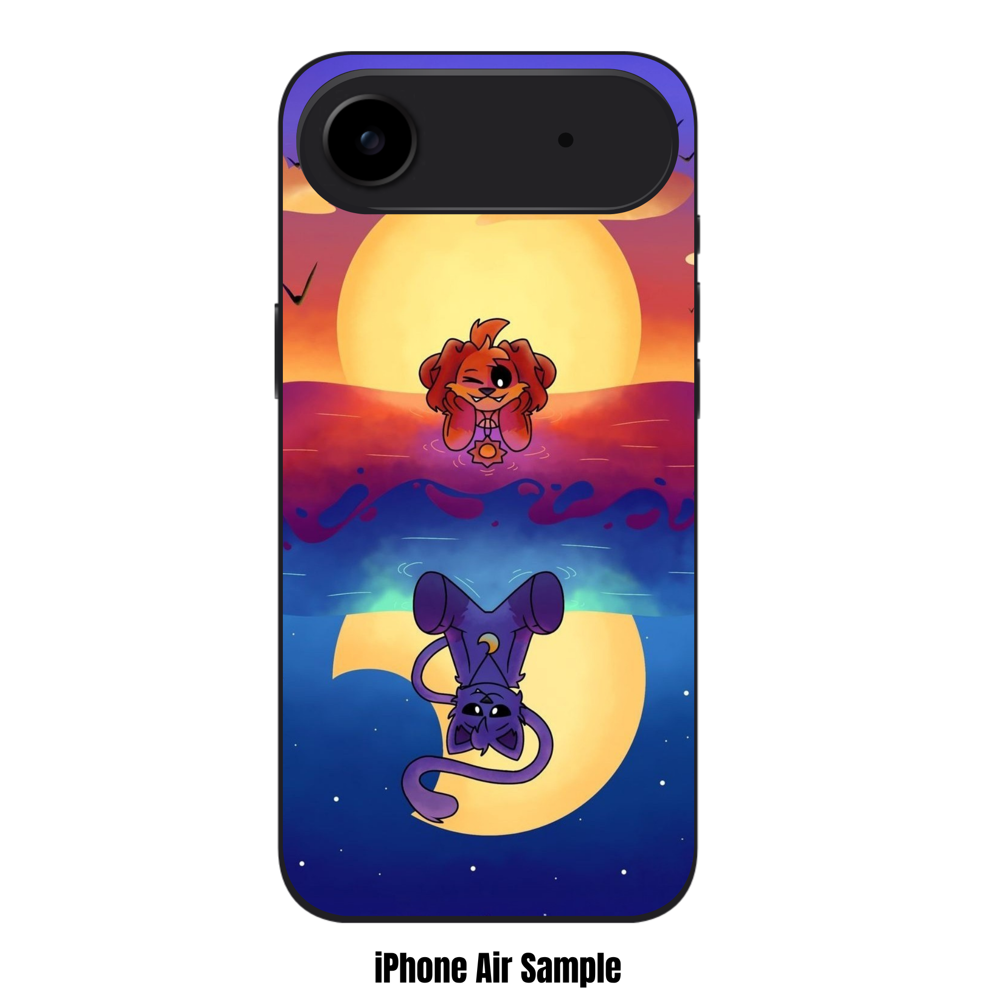 Poppy Playtime Phone Case For iPhone Samsung Galaxy Pixel - Smiling Critters DogDay And CatNap Symmetrical Reflection Sunset And Night Art