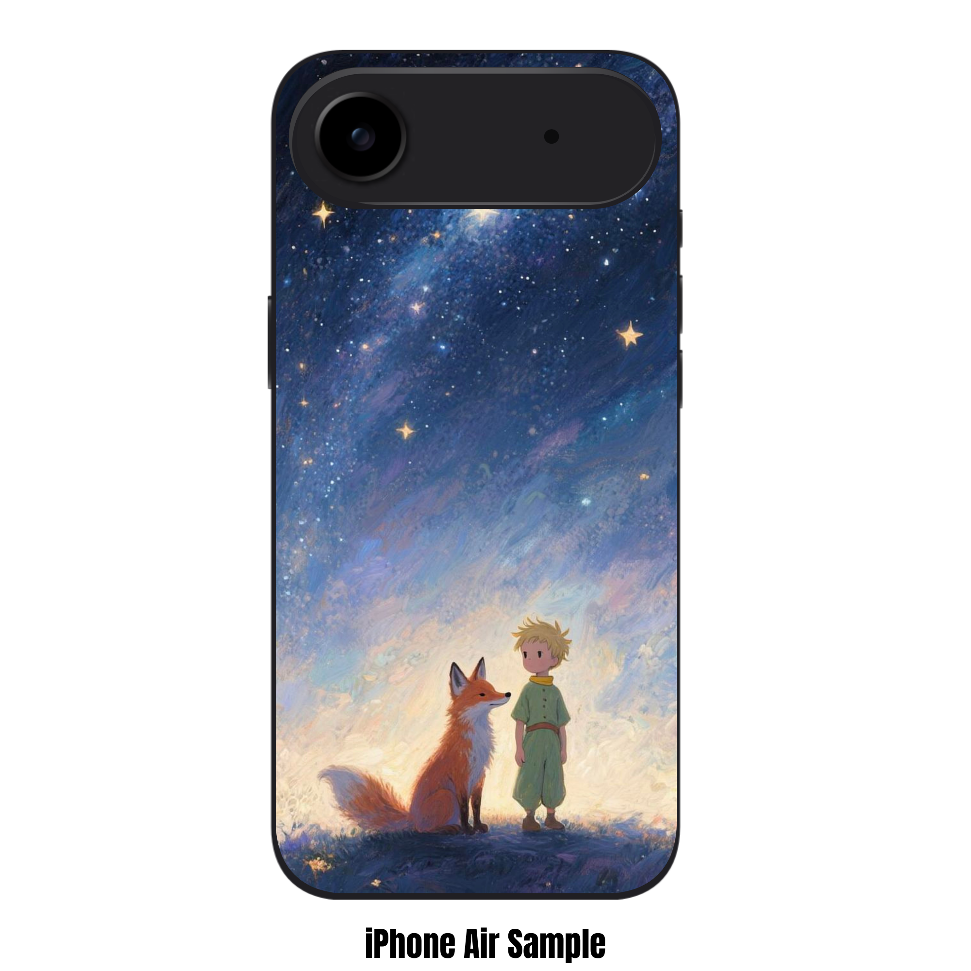The Little Prince Phone Case For iPhone Samsung Galaxy Pixel - The Little Prince Standing With Fox Under Swirling Starry Sky Background