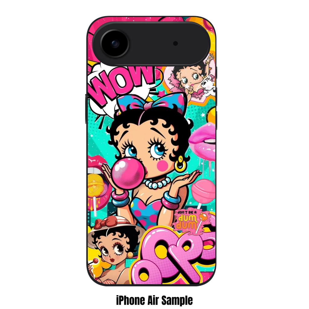 Betty Boop Phone Case For iPhone Samsung Galaxy Pixel - Betty Boop Pop Art Collage On Vibrant Teal And Pink Background