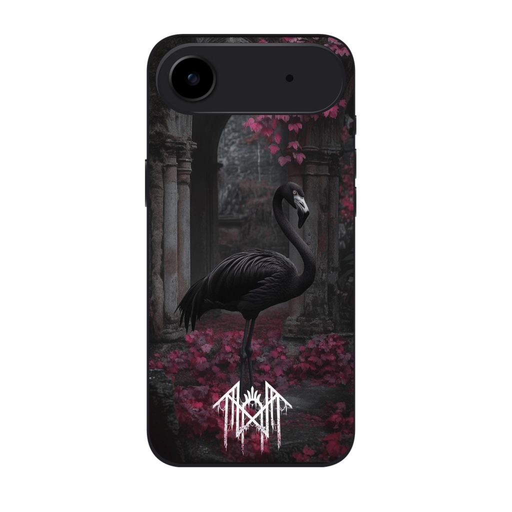 Sleep Token Phone Case For iPhone Samsung Galaxy Pixel - Sleep Token The Black Flamingo On Deep Pink And Magenta Leaves Drape Over The Stonework Background