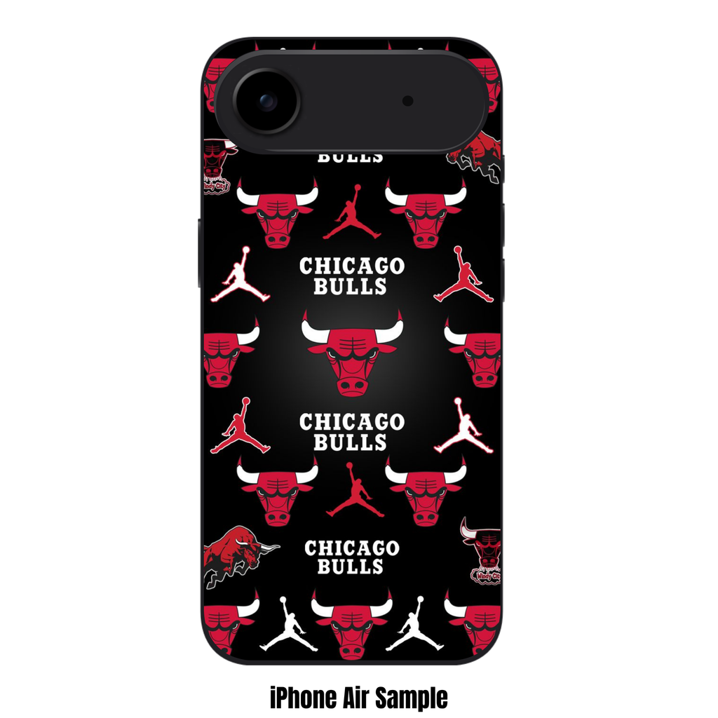 NBA Chicago Bulls Phone Case For iPhone Samsung Galaxy Pixel - Chicago Bulls Logo And Jumpman Pattern On Black Background
