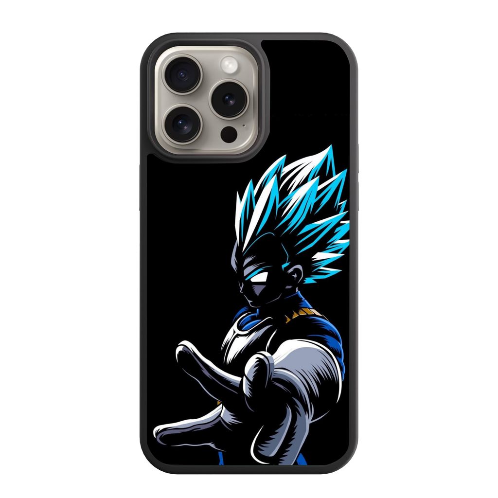 Dragon Ball Vegeta Phone Case For iPhone Samsung Galaxy Pixel - Vegeta Super Saiyan Blue Silhouette On Black Background