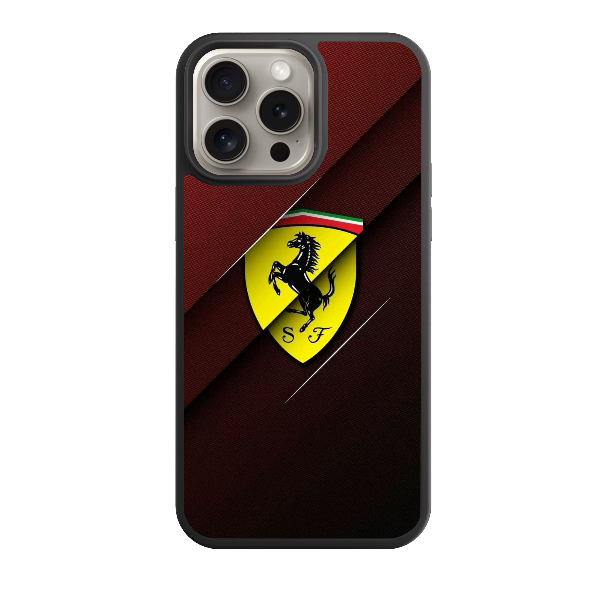 F1 Formula 1 Ferrari Phone Case For iPhone Samsung Galaxy Pixel - Ferrari Logo Layered On Black Red Background